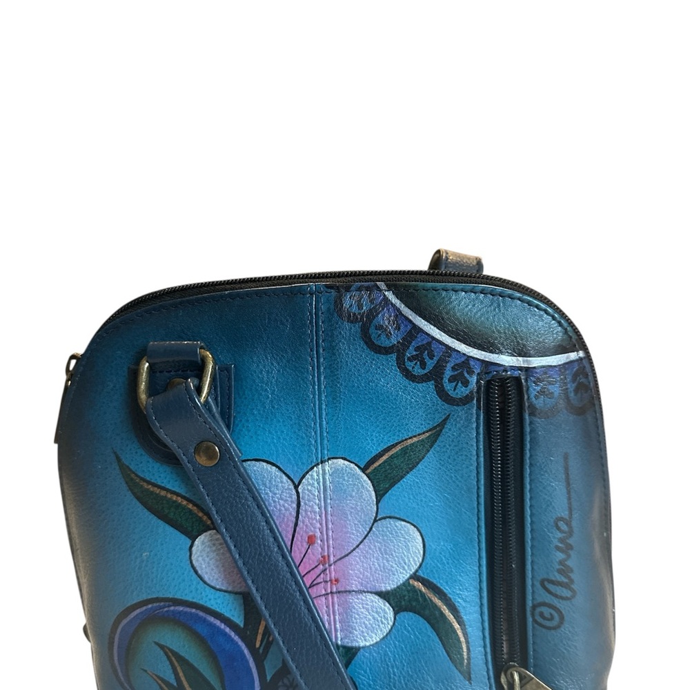 Anna by Anuschka Hand Painted Leather Small Multi Compartment Crossbody - Picture 3 of 6